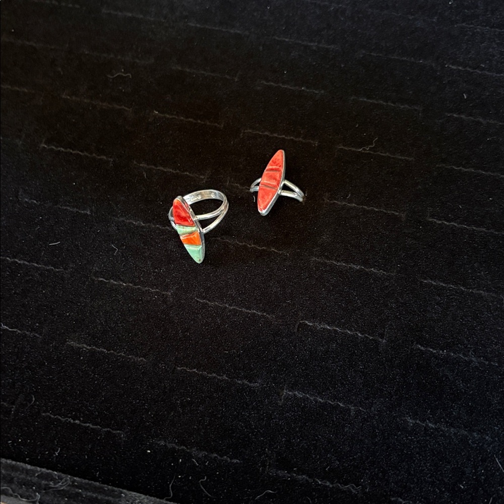 Colorful Geometric Silver Ring